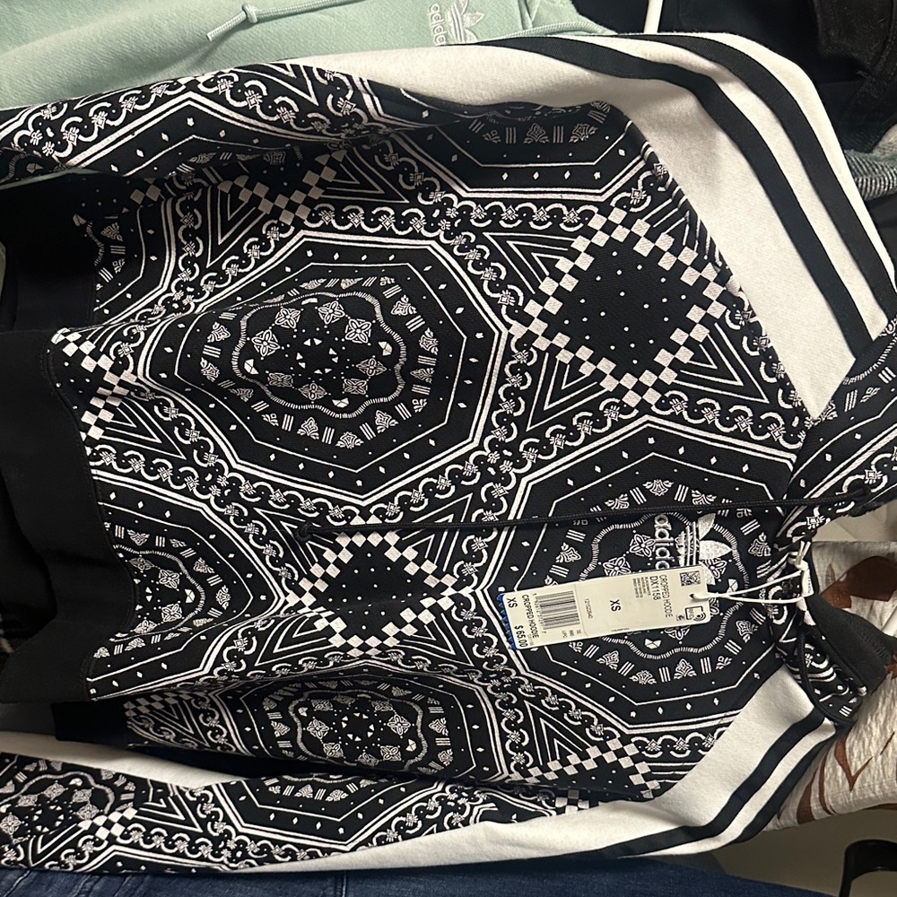 adidas Black and White Patterned Sweater
